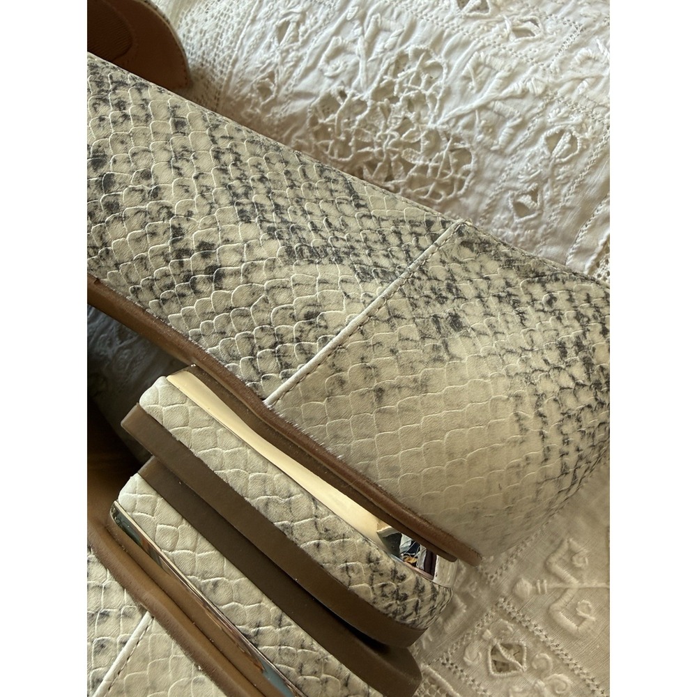 Franco Sarto Snakeskin-Print Pointed Toe Flats in Cream and Gray - Picture 7 of 10